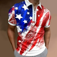 Voss mužjak ljetni američki zastava tiskana majica Okrenite majicu kratkih rukava kratkih rukava