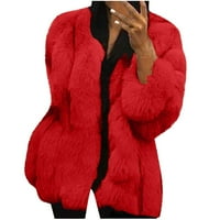 Ženska jakna sa zimskim kaputima plus luksuz FAU krzneni kaput Slim dugih rukava ovratnik parka otvoren