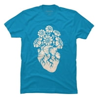Cvjetanje srca muškog tirkizne plave grafički tee - Dizajn od strane ljudi L