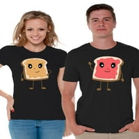 Newwward Styles Par majice za hranu Ljubav Kikiriki Ljubitelji maslaca Jelly ventilatori Podudaranje
