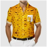 Ljetne muške majice lagani casual s kratkim rukavima 3D pivski uzorak gumb za ispis niz majice na vrhovima