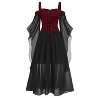Lashall Women plus veličina hladnog ramena leptir rukava Hallowee Gothic haljina crvena xxl