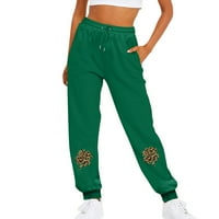Ženski modni sport St. Patrickov dan Ispiši džep za izvlačenje Ležerne dukseve hlače, zeleno, l