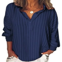 Kapreze Tuntic Tunic Majica dugih rukava za žene Casual Batwing rukava majica za odmor rever bluza plave