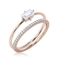Prekrasan minimalistički 1. karat baguette Cut Diamond Moissete zaručni prsten, klasični vjenčani prsten
