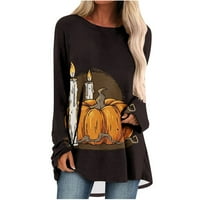 Olyvenn ženske Halloween majice plus vrhovi pada modni okrugli vrat Tees Raglan rukava s dugim rukavima