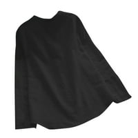 Majice za žene pamučna posteljina casual čvrsta majica s dugim rukavima bluza dolje niz vrhove veličine