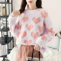 Pad džemperi za žene plus veličine jesenji proljetni vintage Dan ljubav uzorak pleteni džemper mekan