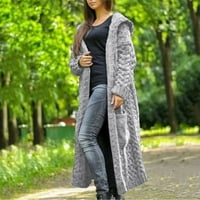 DETDPE džemperi za žene, zimski čvrsti čvrsti pleteni kapuljač dugih kapuljača Džepni kaput ženske vrhove