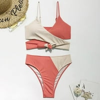 Aaikomet bikini Stripe Split kupaći kostim za žene plivajući kratke hlače za juniore, crveno male