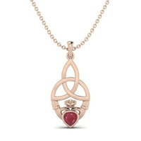 0. CTS Oblik srca Ruby Staklo Punjene obloge Žene Tradicionalna ogrlica Sterling Srebrna zlato Vermeil