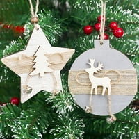 Sretan božićni znak Drveni viseći Xmas svečani znak Privjesak božićnog drvca Viseći ukras za vijencem