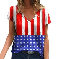 Hanzidakd vrhovi za žene American 4. jula Print bluza Kratki rukav Košulje Ležerne prilike Labavi tees
