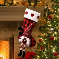Sretan božićni čarapa 3D uzorci hvatajući Xmas Dekoracija plišane krpe crvene i crne karirane božićne