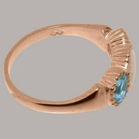Britanci napravio 9k ružični zlatni prirodni i plavi Topaz ženski zaručni prsten - Veličine opcije -