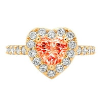 2.03ct srce rez crveni simulirani dijamant 18k žuti zlatni gravirajući izjavu bridalne godišnjice Angažovanje