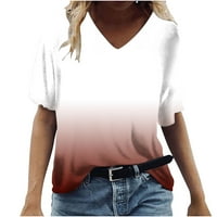 Homenesgenicki klirens kratki rukav ženski vrhovi Ljetni vrhovi V-izrez T-majice Odštampani vrhovi labave