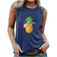 PBNBP Žene vrhovi ženski ljetni ananas ispis posade za vrat bez rukava bez rukava na plaži Cisterne
