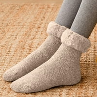 Modne čarape žene zimske zadebljane snežne čarape plus baršunaste praćke cijevi okrenute čvrste boje