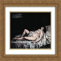 Gustave Courbet Matted Gold Ornate uramljena umjetnost Ispis 'Reclining Nude'