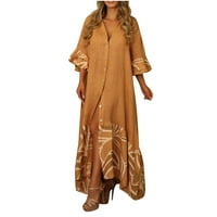 Homodles Ženska haljina s dugim rukavima od ispisana spojnica narančaste veličine s
