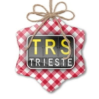 Božićni ornament TRS Aerodromski kod za Trst Red Plaid Neonblond
