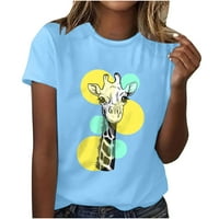 Plus veličine T majice za žene Ljeto Slatke žirafe Ispis grafičkih tina