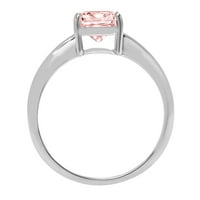 2. CT sjajan jastuk simulirani ružičasti dijamant 14k bijeli zlatni pasijans prsten sz 6.75