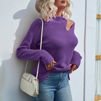 Ženska džemper za posadu Dugi rukav Basični pulover TOP SOLD Boja Ležerne prilike Klit Jumper Purple