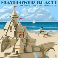 Plaža Mayflower - Dennis, Massachusetts - Sand Castle - Lantern Press poster