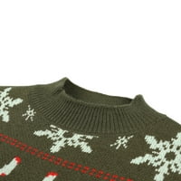 Xingqing ružni božićni džemperi za žene Xmas Reindeer Snowflake tiskani pleteni džemper s dugim rukavima Plintwer Green S