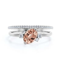 Zasljepljujući minimalistički 2. karat ovalni morgatit i dijamantski movali zaručni prsten, vjenčani