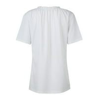 Žene ljetne vrhove kratki rukav čvrsta blusa casual ženska majica za posadu bijeli XL