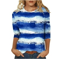 Homodles Crewneck majica za žene - casual crewneck labavi ispisani vrhovi plave veličine m