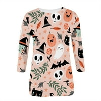 GUVPEV Ženski Halloween Grafički print Okrugli vrat Pulover majica - Pink S E