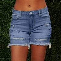 Traper kratke hlače koje su pomfrile noge vjetarne traperice za žene casual ljeto s srednjim usponima