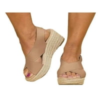 Oucaili Weens Wedge Sandale Cross remen Espadrilles Sandal Comfort Platform cipela Rimske ljetne casual