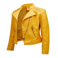WRCNOTE DAME LAMEL CATF pune zip odjeća Kratki rad Dugi rukav Blazers Pocket Coat Yellow XL