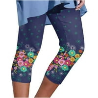 Cofeemo ženske joge hlače modne cvjetne ispisati elastične strugove u tijeku uska kapriza hlače vježbanje