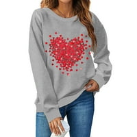 Lastesso Womens Heart tiskani pulover košulje okrugli izrez dugih rukava plus veličina Grafički teže
