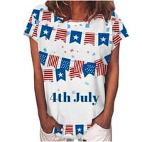 Ženska dana nezavisnosti kratki rukav Shirt Ljeto Cauel okrugli vrat Plaža Tee Američka zastava Print