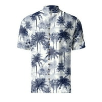 FSQJGQ Havajska majica za muškarce Ljetni odmor Seaside 3D ispisana bluza kratki rukav casual gumb dolje