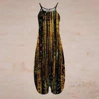 Žuti novi proljetni i ljetni ženski modni trkački pojačavi trake za špagete Vintage Paisley ukupni kombinezon