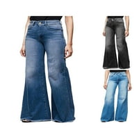 Ženska bell dno dno jeans retro labave tassel traper hlače, veličina S-4XL