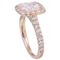 14K ružičarski zlatni jastuk rezan dijamantski zaručni prsten deco halo 1.60ct H-vs Egl SAD