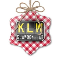 Božićni ukras KLW Zračna luka za Klawock, AK Red Plaid Neonblond