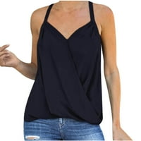 Kamisole za žene duge dužine sa ramena od prapnog vrha V-izrežnog križnog košulja Solid Colore Labavi
