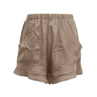 Booker Ženske ljetne kratke hlače Ležerne prilike pune boje, visoki struk nabrajane ravne kratke hlače