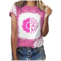 Zemlja raka dojke Navelike grafičke majice za žene kauzal V izrez kratki rukav majica ljetnih vrhova