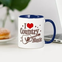 Cafepress - I Love Country Music Mug - OZ Keramička krigla - Novelty Coffee Čaj za čaj
